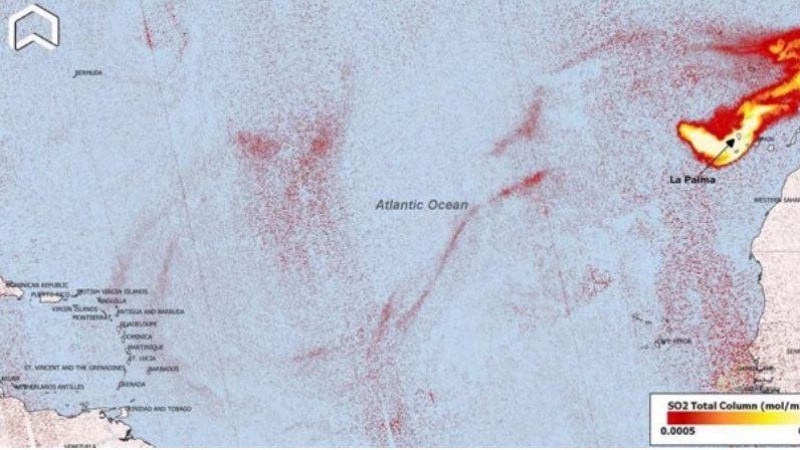Partículas procedentes del volcán de La Palma alcanzan las Antillas.