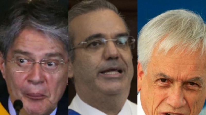 El ecuatoriano Guillermo Lasso, el chileno Sebastián Piñera y el dominicano Luis Abinader.