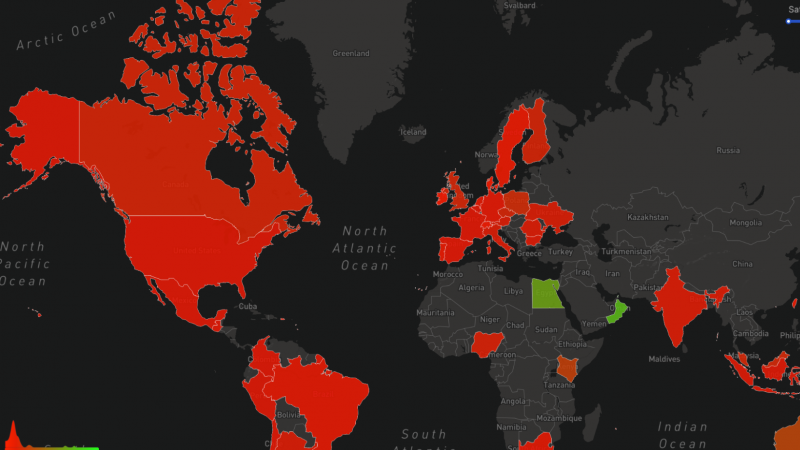 Mapa de la incidencia de la 'desaparición' de Facebook en el mundo.