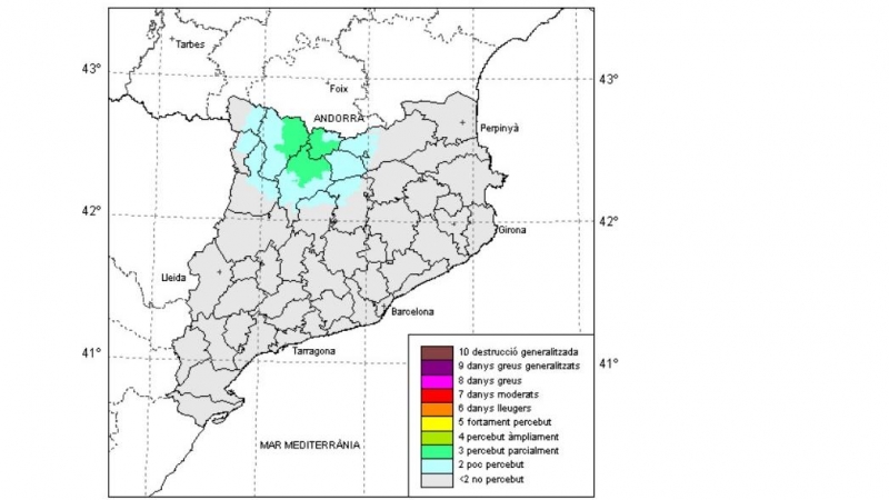 Simulació de la intensitat percebuda del terratrèmol de l'Alt Urgell.