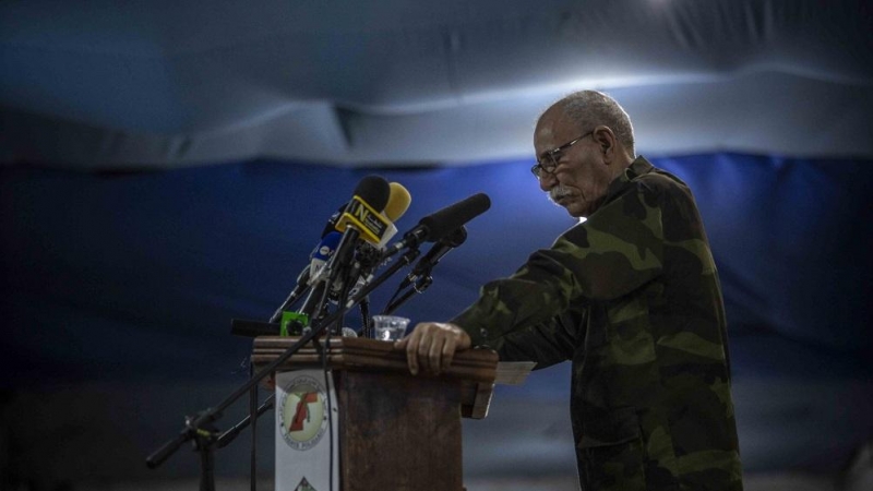 El presidente de la RASD y líder del Polisario, Brahim Gali, durante su discurso este martes en el campamento de Djala con motivo del Día de la Unidad Nacional saharaui