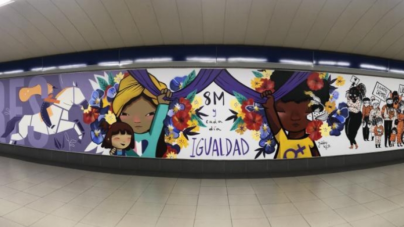 Mural feminista de Metro de Sainz de Baranda.