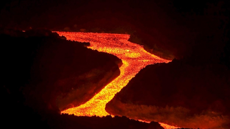 Vista de un río de lava.
