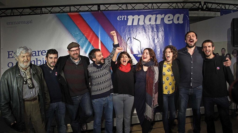 Celebración de los resultados de En Marea en las generales de 2015.