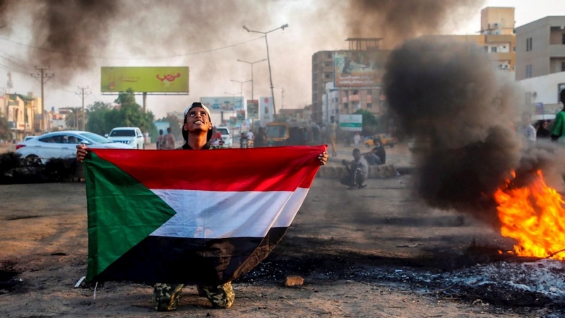 26/10/2021.- Protestas en Sudán contra el golpe de Estado.