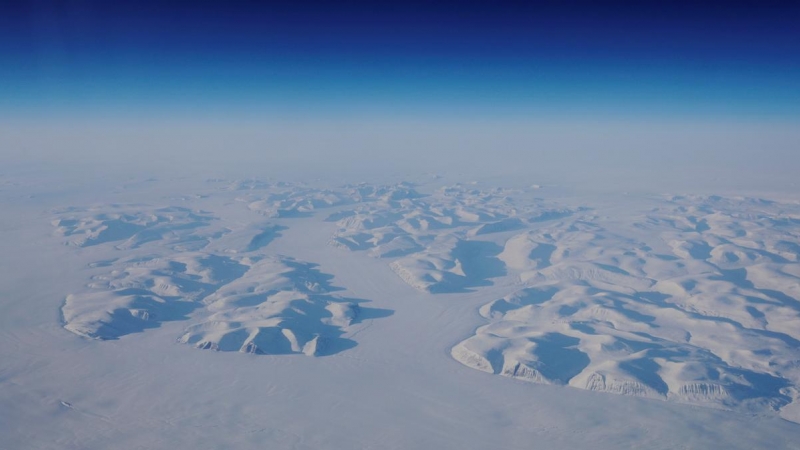 Imagen de un glacial tomada durante un vuelo de la NASA el 13 de marzo de 2018.