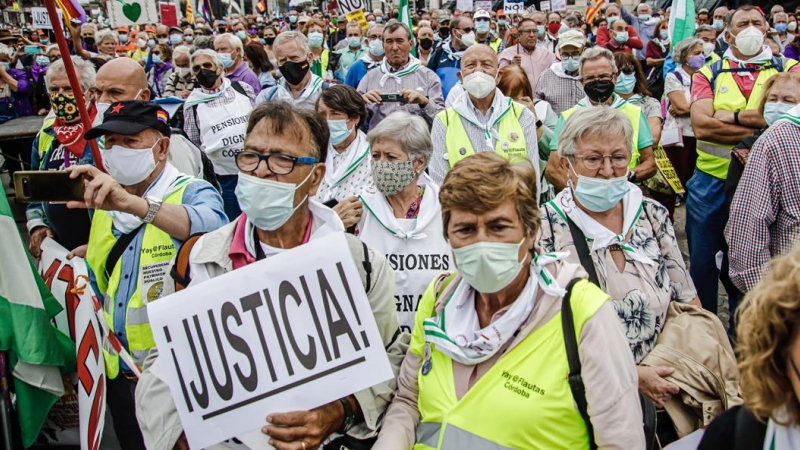 Concentración del pasado 16 de octubre de pensionistas en Madrid en defensa de unas pensiones justas.