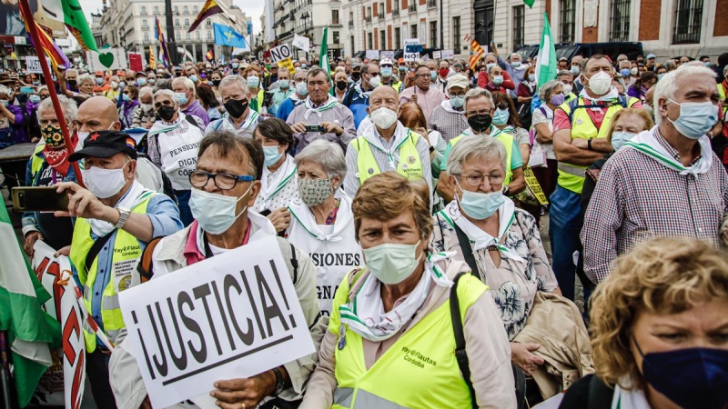 Concentración del pasado 16 de octubre de pensionistas en Madrid en defensa de unas pensiones justas.