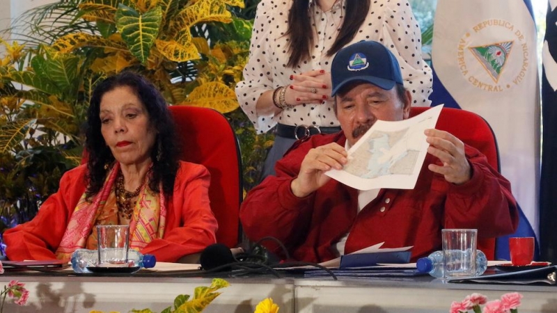 Daniel Ortega y Rosario Murillo, hace unos días en Managua.