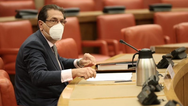 El magistrado Enrique Arnaldo Alcubilla, durante una comisión en el Congreso de los Diputados, a 2 de noviembre de 2021, en Madrid