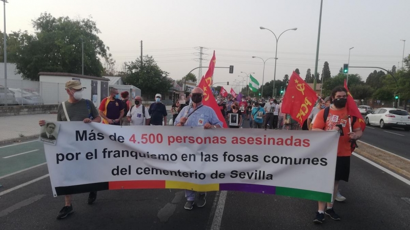 Un instante en la manifestación contra la paralización de la ley andaluza de Memoria Histórica.