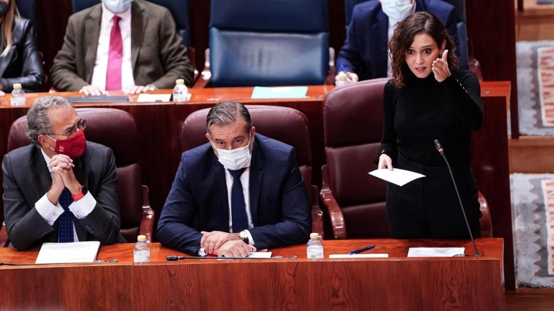 18/11/21. Isabel Díaz Ayuso durante una intervención en la Asamblea de Madrid.