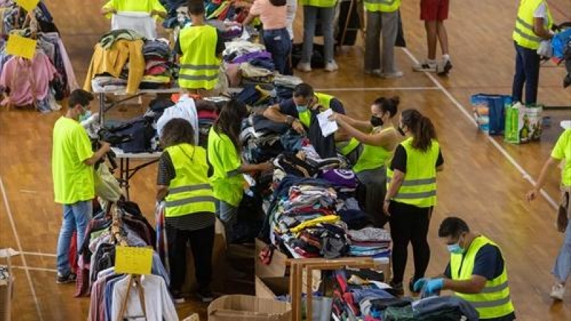 Recogida de donaciones en La Palma.