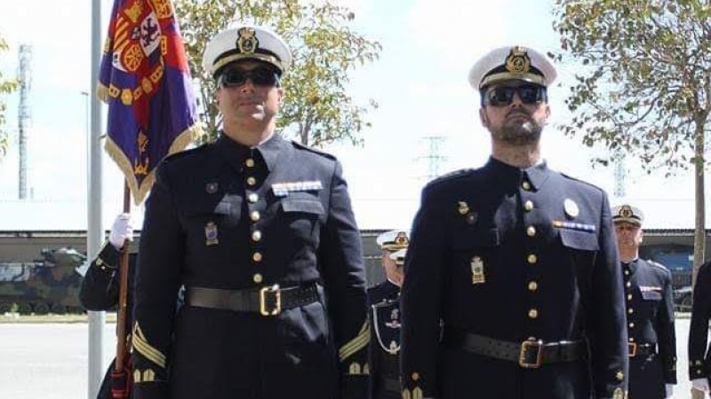 El teniente de Infantería de Marina en la situación de retiro José Manuel Candón y el brigada Raúl Alfonso González.