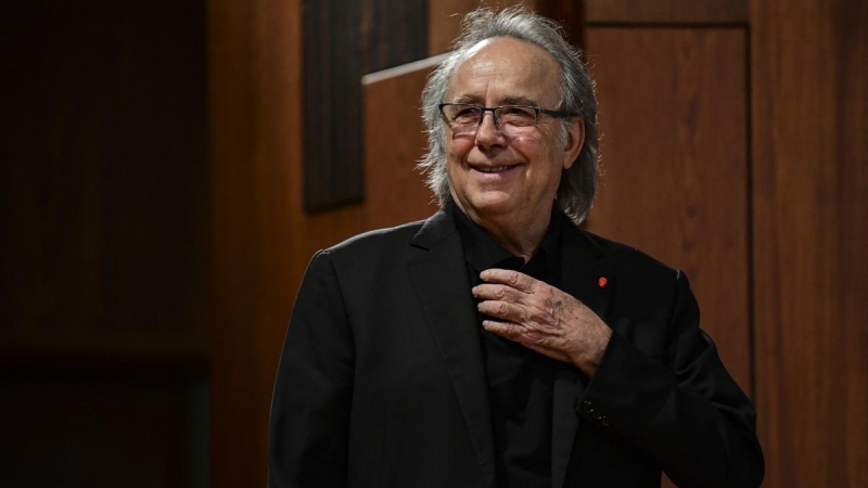 Joan Manuel Serrat interviene en una conferencia para presentar una serie de conciertos en América Latina en febrero de 2019.