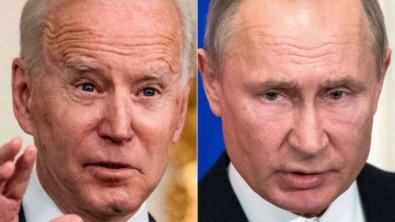 Joe Biden, presidente de Estados Unidos (i) y Vladimir Putin, presidente de Rusia (d)
