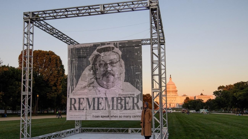 Acto conmemorativo en Washington (EEUU) por el asesinato del periodista saudí Jamal Khashoggi el pasado 1 de octubre de 2021.