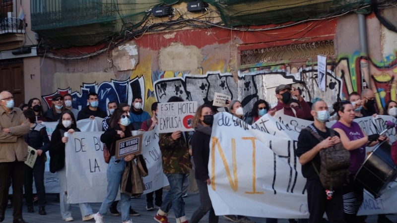 La manifestació d'aquest dissabte, 11 de desembre, contra el macrohotel del barri valencià de la Saïdia.