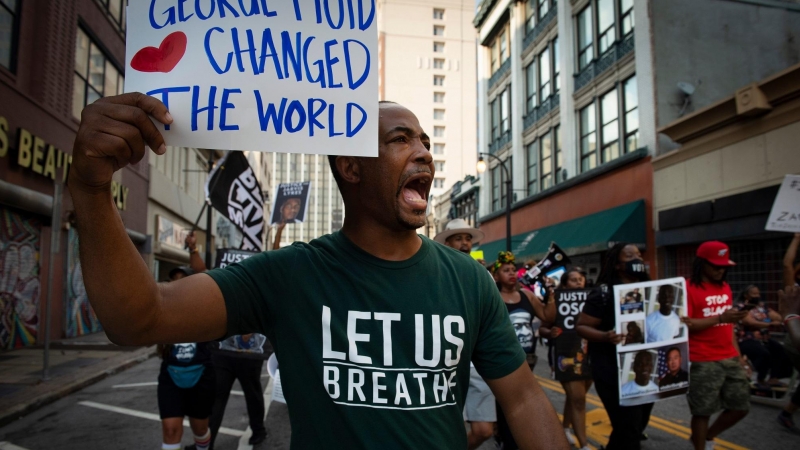 Manifestación en Nueva York por la muerte de George Floyd.