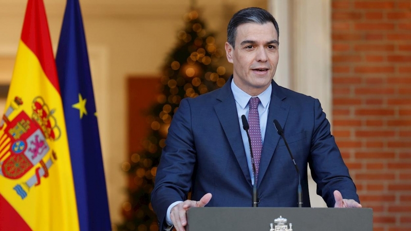Pedro Sánchez, en el Palacio de la Moncloa, el viernes 17 de diciembre de 2021.