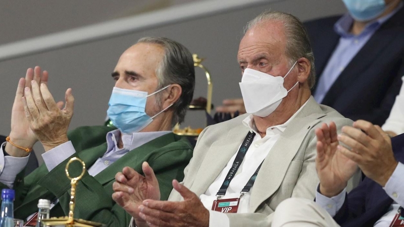 17/12/2021 Juan Carlos I, durante el partido de Rafa Nadal contra Andy Murray en Abu Dhabi