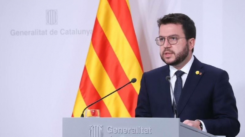 El president de la Generalitat, Pere Aragonès, durant la seva compareixença.