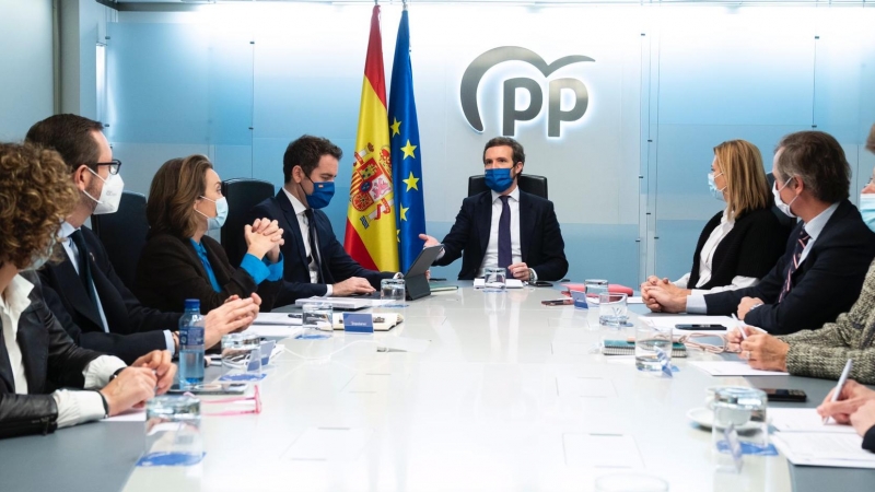 Pablo Casado presidiendo el Comité de Dirección Nacional del PP, en una imagen de archivo.