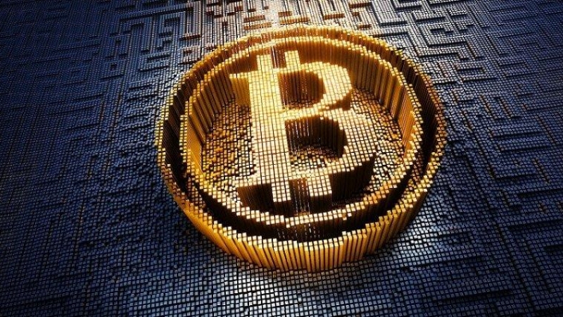 Representación artística del símbolo del bitcoin.