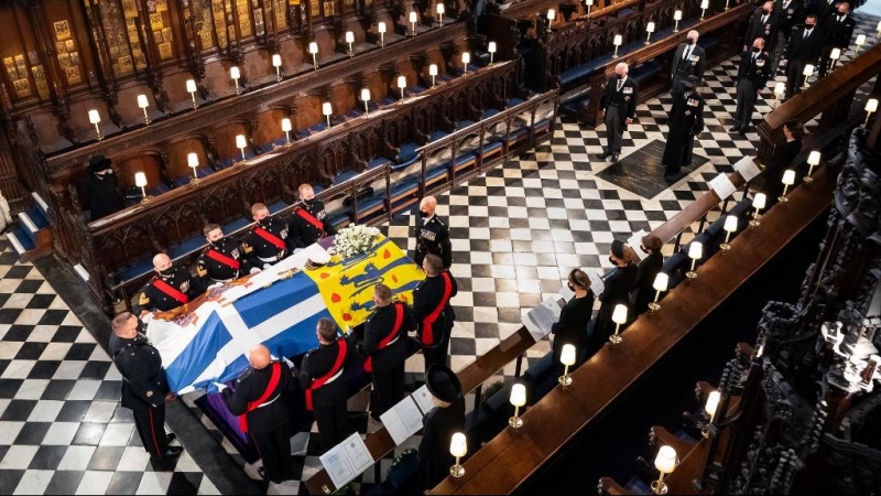 Un momento del funeral del príncipe Felipe. Fotografía del 17 de abril de 2021.