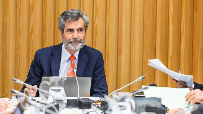 El presidente del Consejo General del Poder Judicial y del Tribunal Supremo (CGPJ), Carlos Lesmes durante el pleno del Consejo General del Poder Judicial (CGPJ), en Pontevedra/Galicia (España), a 30 de enero de 2020.