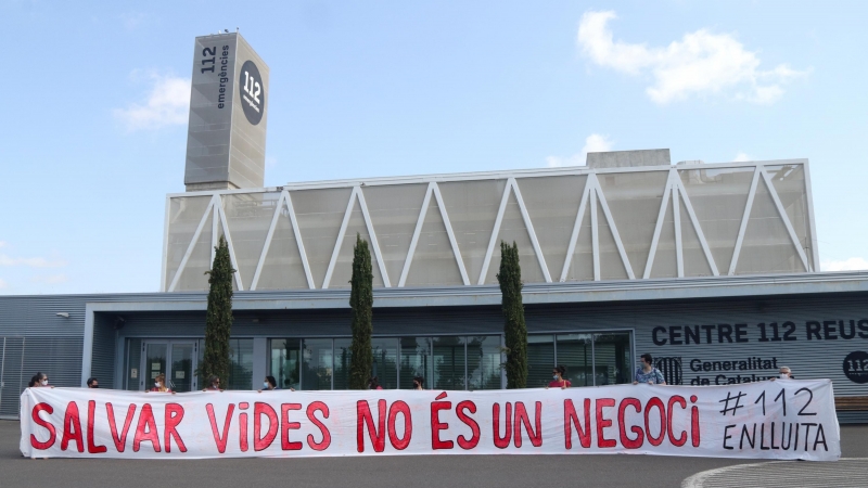 Una imatge de l'inici de la vaga dels treballadors del 112 del centre de Reus, de l'agost passat.