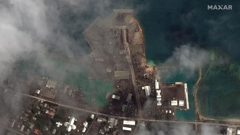 18/01/2022 Las principales instalaciones portuarias después de la erupción y el tsunami en Tonga