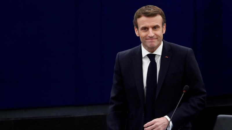 19/01/22. El presidente de Francia, Emmanuel Macron, dio un discurso en el Parlamento Europeo, en Estrasburgo, a 19 de enero de 2022.