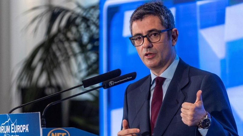 20/01/22. Félix Bolaños durante su intervención en el Nueva Economía Fórum, en Madrid a 20 de enero de 2022.