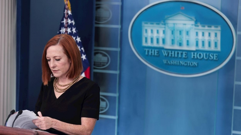 La secretaria de Prensa de la Casa Blanca, Jen Psaki, este martes, en rueda de prensa.