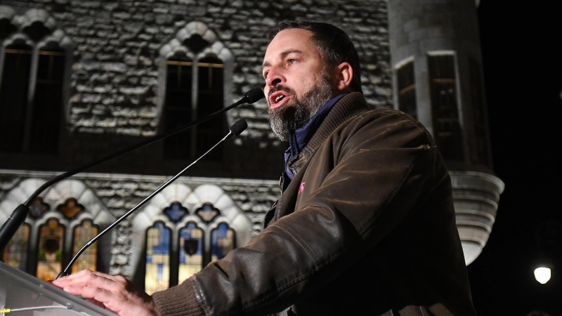 El presidente del Vox, Santiago Abascal, durante un acto electoral celebrado en la plaza de San Marcelo de León el pasado 20 de enero de 2022.