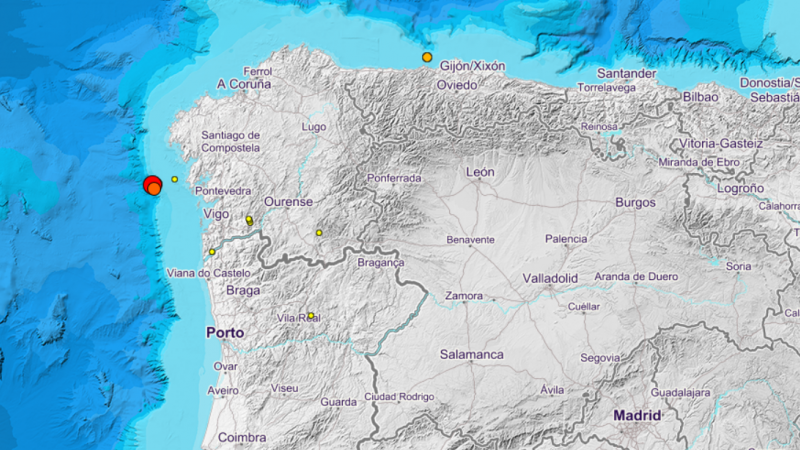 Durante la tarde del jueves se ha registrado un terremoto de magnitud 4,6 en la costa atlántica de Galicia