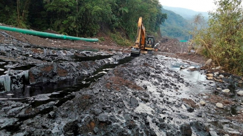 29/01/2022 El vertido de petróleo al río Coca tras la rotura de un del Oleoducto de Crudos Pesados en el sector de San Luis (Ecuador)