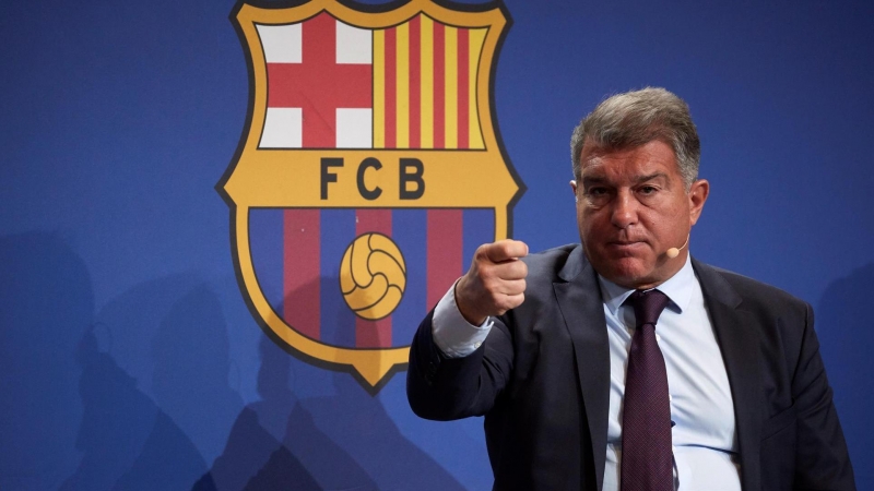 01/02/2022 - Joan Laporta, president del Futbol Club Barcelona, durant la presentació de les conclusions de l'informe 'forensic'.
