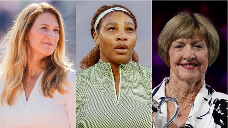 De izquierda a derecha, Margaret Court, Serena Williams y Stefanie Graf.