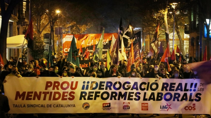 Manifestació del dissabte 29 de gener a Barcelona contra la reforma laboral.