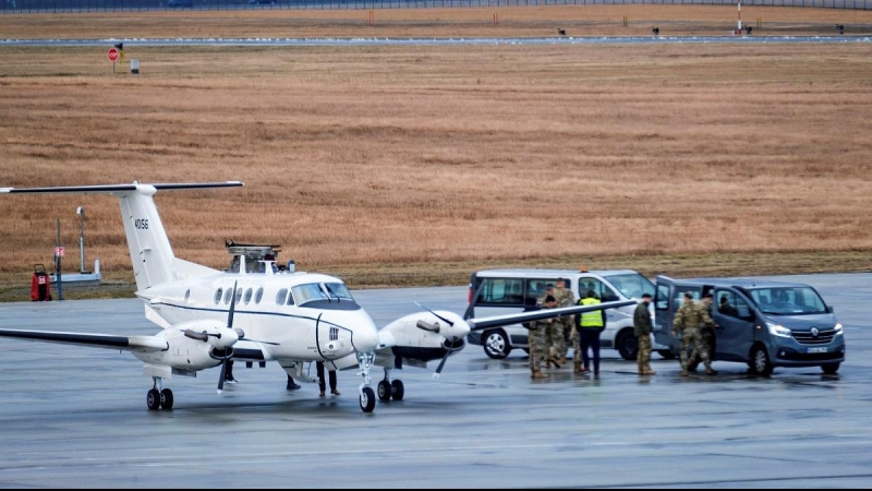 05/02/2022 Uno de los aviones estadounidenses que han llegado al aeropuerto polaco de Jasionka