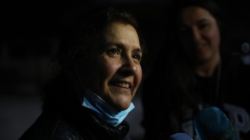 07/02/2022 Juana Ruiz llega al puesto de control israelí de Jalama tras su liberación de la prisión israelí