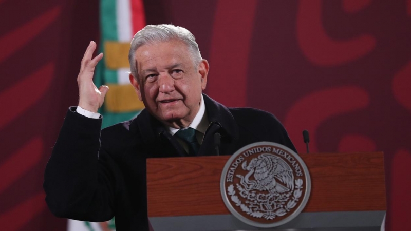 El presidente de México, Andrés Manuel López Obrador, participa en una rueda de prensa matutina en Palacio Nacional, de la Ciudad de México, a 10 de febrero de 2022.