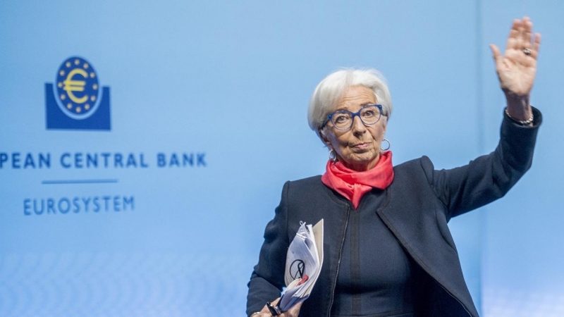 La presidenta del BCE, Christine Lagarde, tras la rueda de prensa posterior a la reunión del Consejo de Gobierno de la entidad, celebrado el pasado diciembre, en Fráncfort. AFP/Thomas Lohnes / POOL