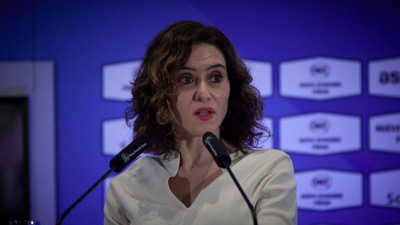 16/02/22. La presidenta de la Comunidad de Madrid, Isabel Díaz Ayuso, durante un acto en Madrid, a 15 de febrero de 2022.