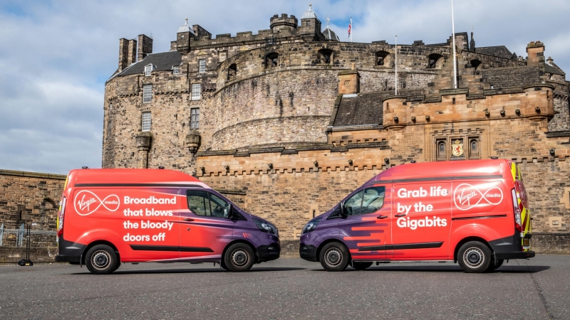 Furgonetas de Virgin Media O2 en Edimburgo