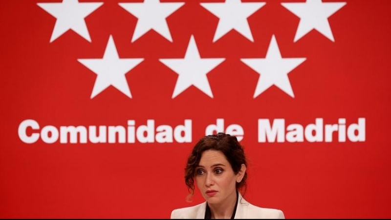17/02/2022 La presidenta de la Comunidad de Madrid, Isabel Díaz Ayuso, durante una comparecencia celebrada en la Real Casa de Correos