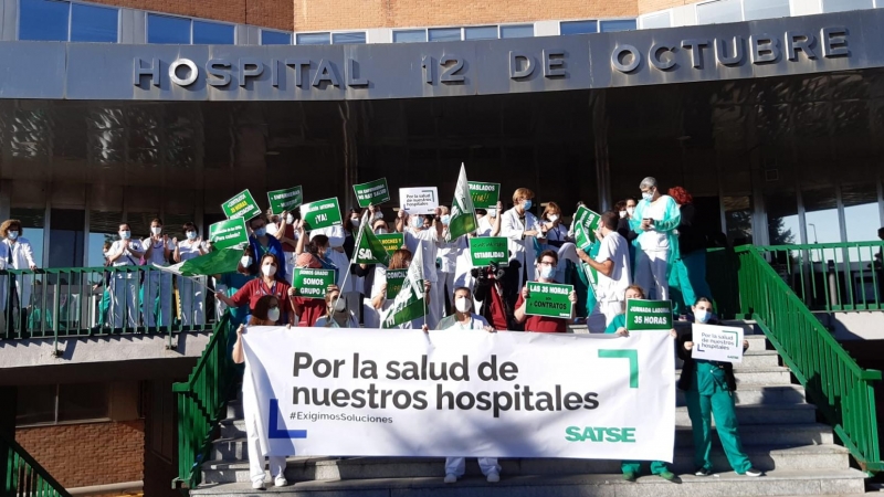 Protesta de sanitarios, a 22 de febrero de 2022.