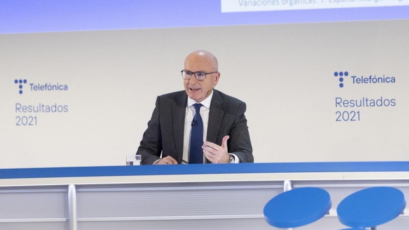El consejero delegado de Telefónica, Ángel Vilá, en la presentación de los resultados anuales de la compañía, en Madrid. E.P./Alberto Ortega